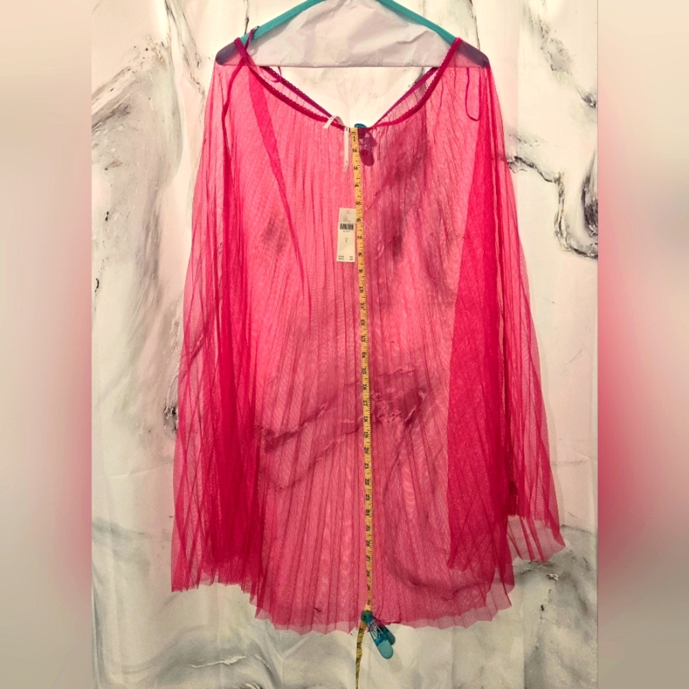 NTW Anthropolgie sheer pink pleated skirt